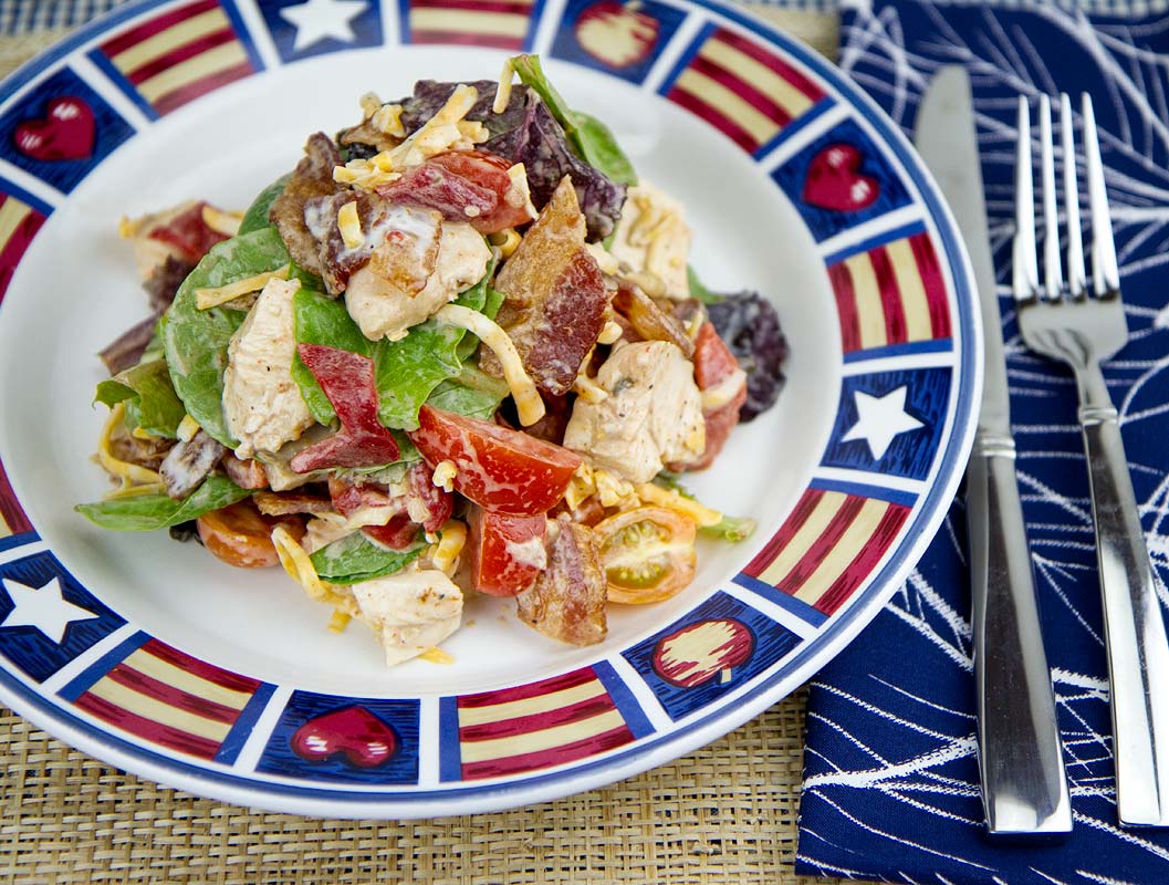 BBQ Cheddar-Chicken Salad with Tomatoes & Bacon BBQ Cheddar-Chicken Salad with Tomatoes & Bacon