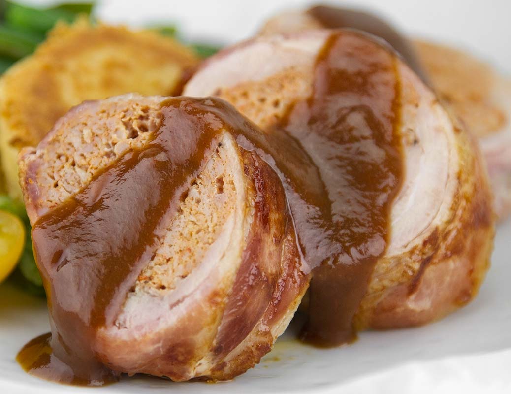 Bacon Wrapped, Hot Link Stuffed Turkey Thigh Bacon Wrapped, Hot Link Stuffed Turkey Thigh