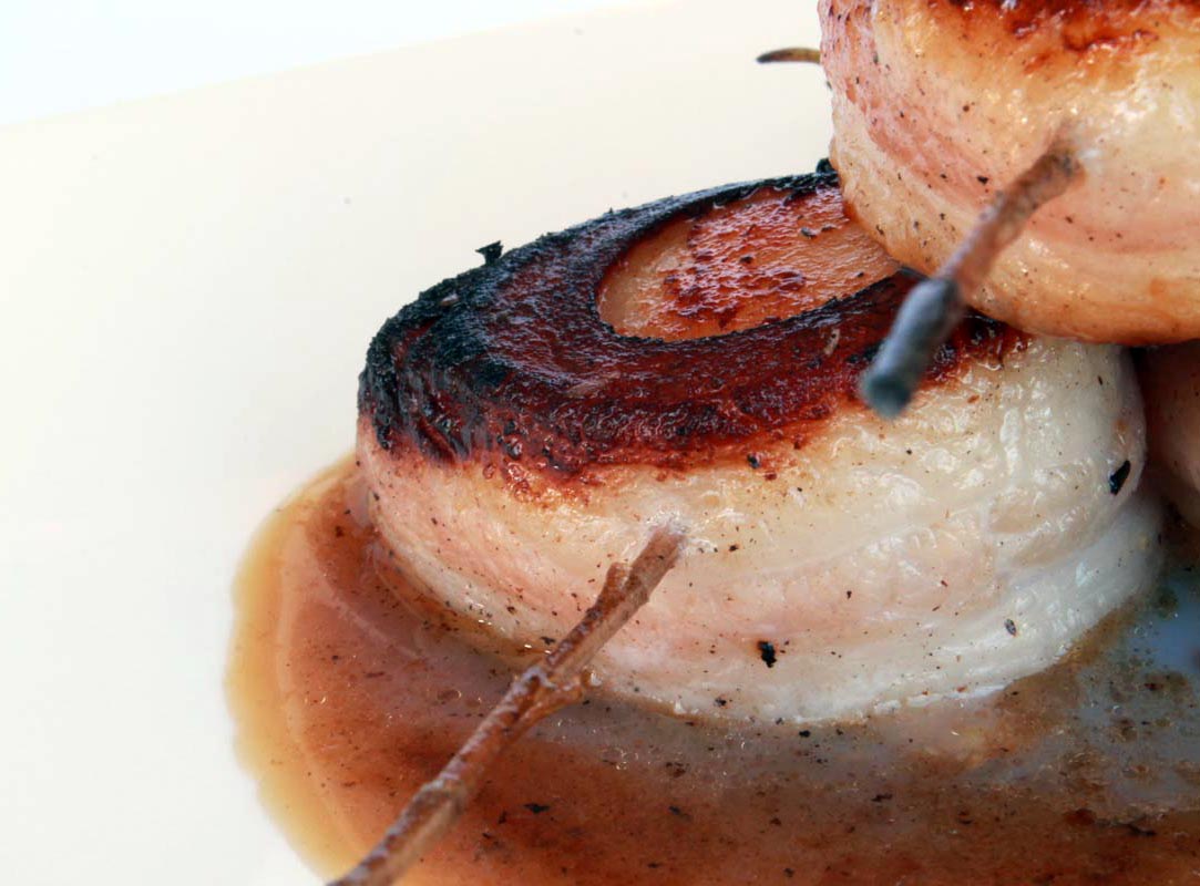 Bacon Wrapped, Rosemary Skewered Scallops Bacon Wrapped, Rosemary Skewered Scallops