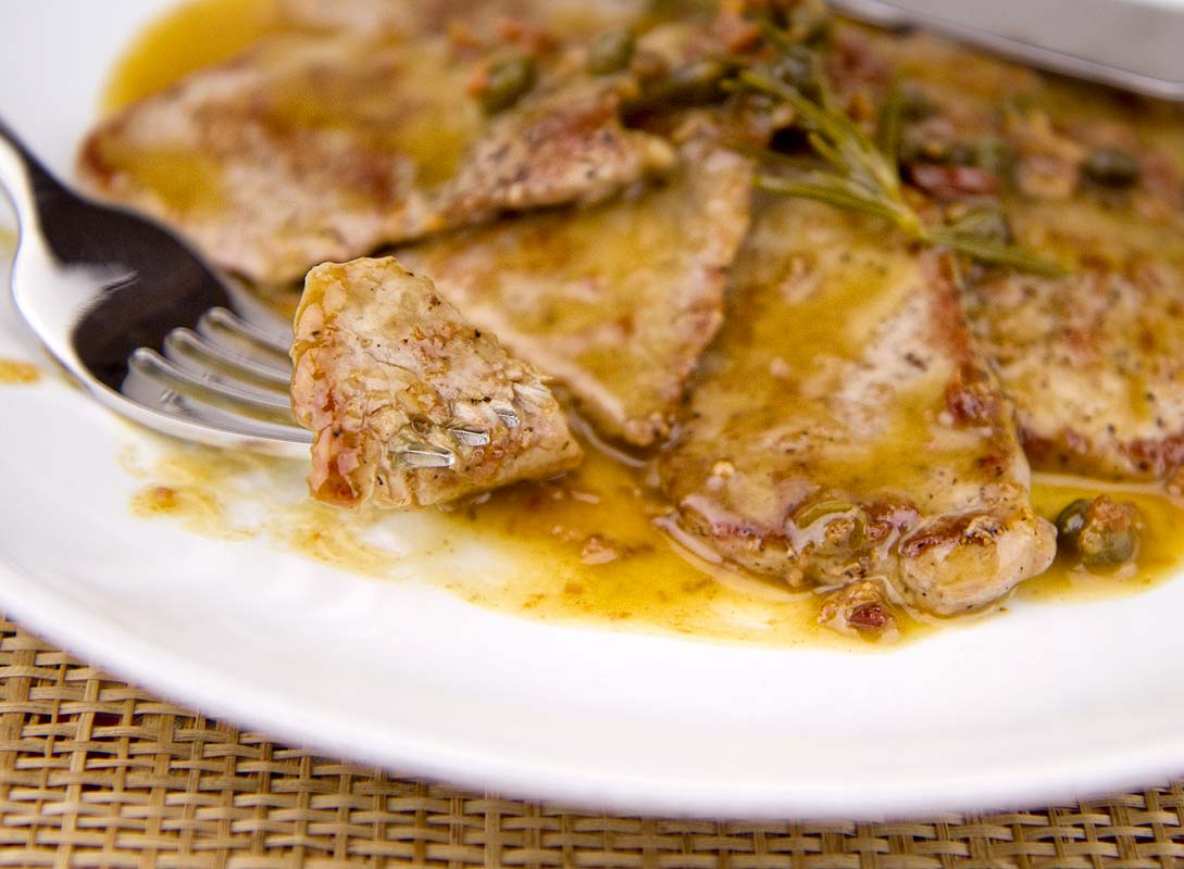 Pork Scallopini with Bacon Caper Jus Pork Scallopini with Bacon Caper Jus