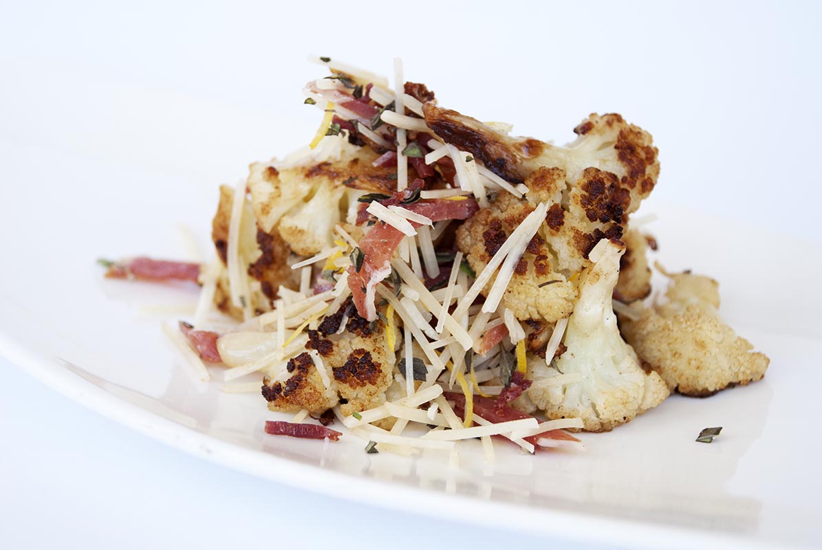 Roasted Cauliflower w/ Pancetta, Lemon and Parmesan Roasted Cauliflower w/ Pancetta, Lemon and Parmesan