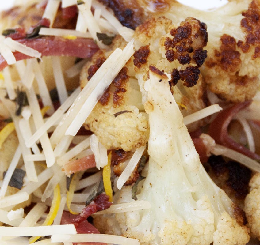 Roasted Cauliflower w/ Pancetta, Lemon and Parmesan Roasted Cauliflower w/ Pancetta, Lemon and Parmesan