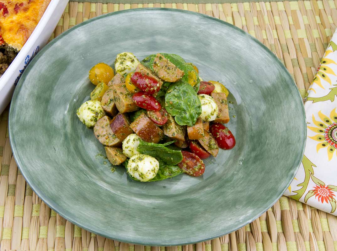 Italian Sausage Salad with Pesto, Tomatoes and Mozzarella Italian Sausage Salad with Pesto, Tomatoes and Mozzarella