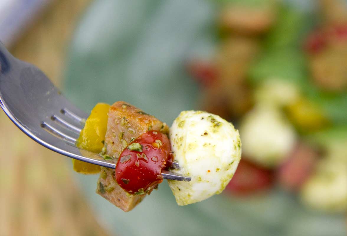Italian Sausage Salad with Pesto, Tomatoes and Mozzarella Italian Sausage Salad with Pesto, Tomatoes and Mozzarella