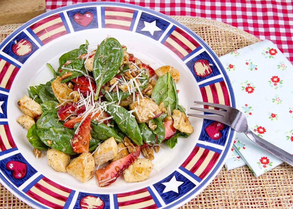 Warm Chicken Salad with Strawberries, Pecans and Bacon Warm Chicken Salad with Strawberries, Pecans and Bacon