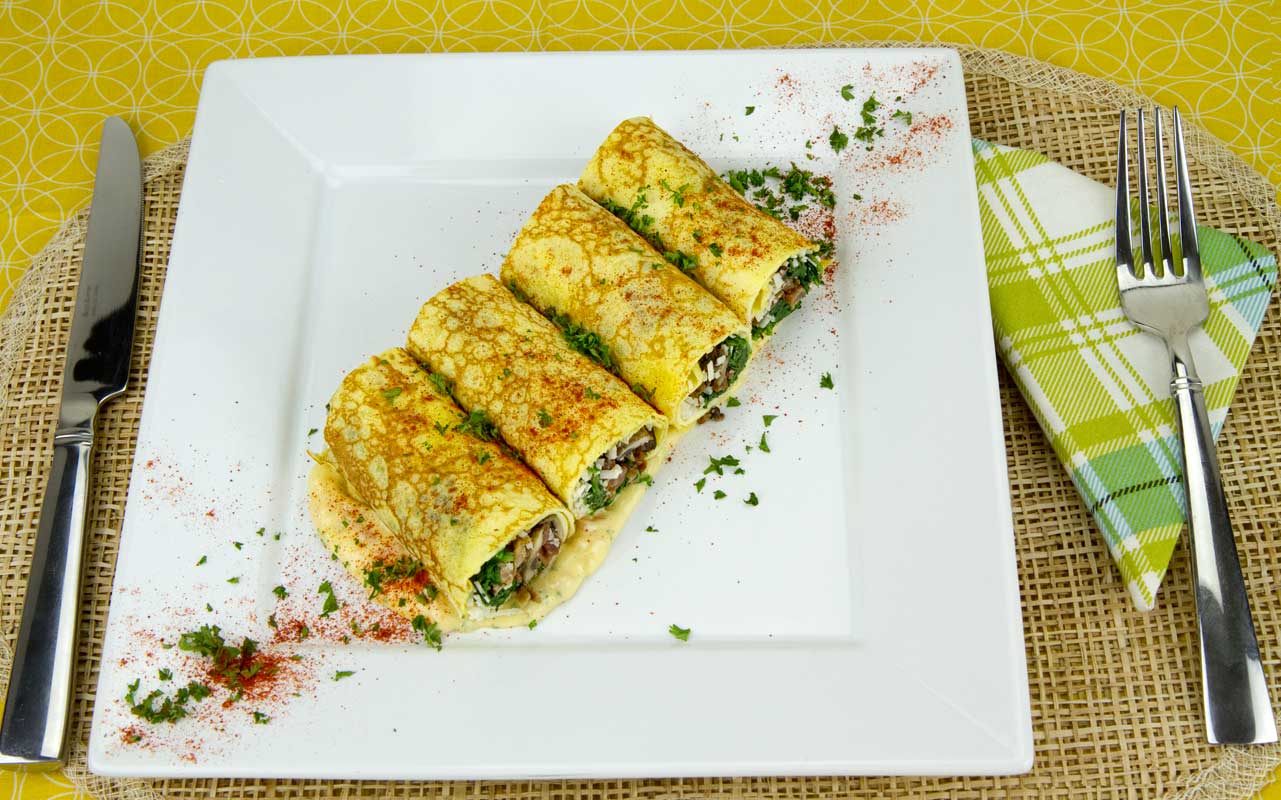 Spinach and Mushroom Stuffed Crepes Spinach and Mushroom Stuffed Crepes