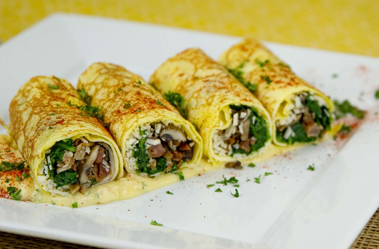 Spinach and Mushroom Stuffed Crepes Spinach and Mushroom Stuffed Crepes