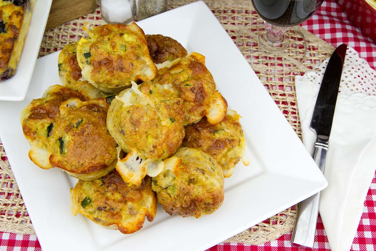 Action Packed Zucchini, Pepper and Smoked Provolone Muffins Action Packed Zucchini, Pepper and Smoked Provolone Muffins