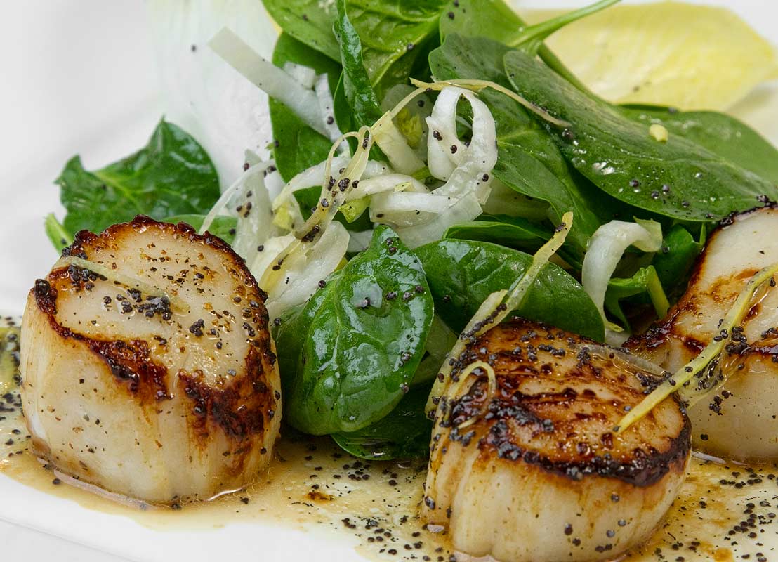 Seared Scallops Salad with Vanilla-Poppy Seed Vinaigrette Seared Scallops Salad with Vanilla-Poppy Seed Vinaigrette